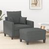 Vidaxl Armchair with Footrest, Dark Gray, 60 Cm, Upholstered In Fabric