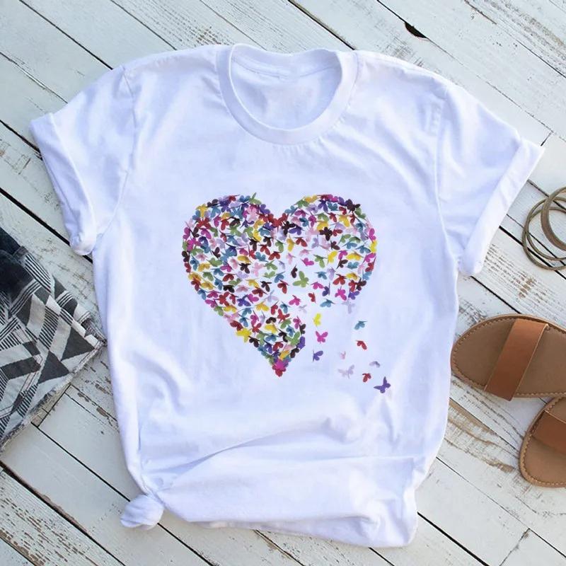 Unisexs Butterfly Tree Print Harajuku TShirt Round Neck Top Short Sleeve Casual Summer Tee ShirtDrop Ship