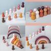 Wooden Building Blocks Set With Brown Little Person For Early Education And Diy Fun