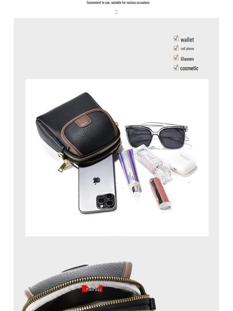 2025 Summer Korean Style Lychee Color Block Phone Crossbody Bag