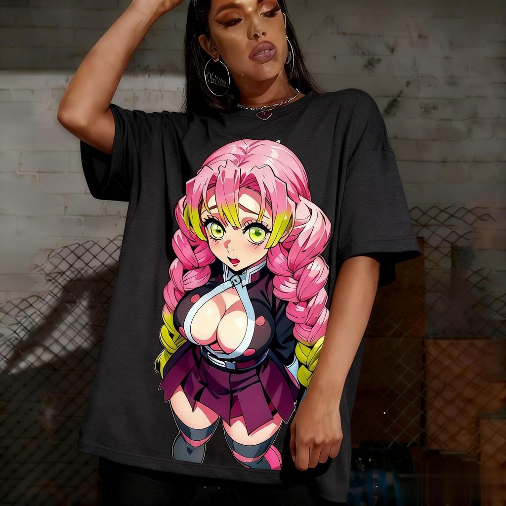 Demon Slayer Kanroji Mitsuri Anime Graphic T Shirt Women Unisex Streetwear Tee Summer Casual Oversize Short Sleeve Top Fashion