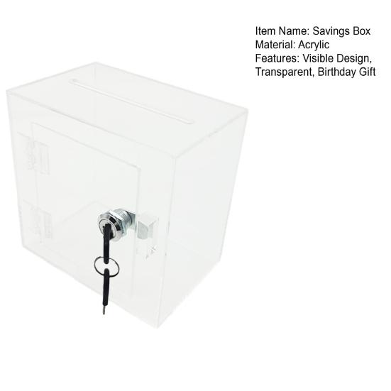 Erwachsene Kinder Klare Acryl Spendenbox mit 2 Schlüsseln Sichtbares Verschlossenes Sparschwein