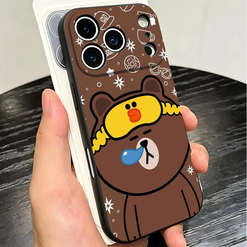 Cartoon Bear B-Browns C-Conys Soft Phone Case for iPhone 16 16E 17 Air 15 Pro Max 14 Plus 13 Mini 11 12 7 Black Cover Back Shell
