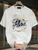Mens Heavy 100 Cotton Graphic Tee  Summer Casual Loose Fit Short Sleeve Crew Neck Tee