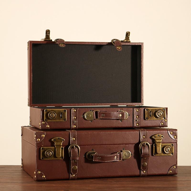 European Retro Leather Storage Box - Handbag, Clothes, and Travel Photography Prop Organizer
