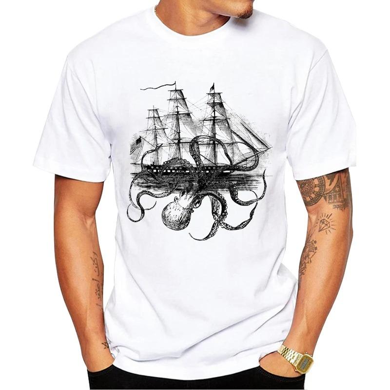 Summer Round Neck 3D Octopus Print Top Fashionable Casual Short Sleeved Men's T-shirts