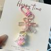 Bag Pendant 3D Kitten Bow Design Resin Keychain with Metal Buckle Lightweight Girl Key Holder Hanging Ornament