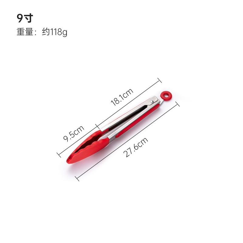 Outdoor camping silicone food tongs stainless steel barbecue tongs food tongs steak tongs heat-resistant kitchen tool tongs