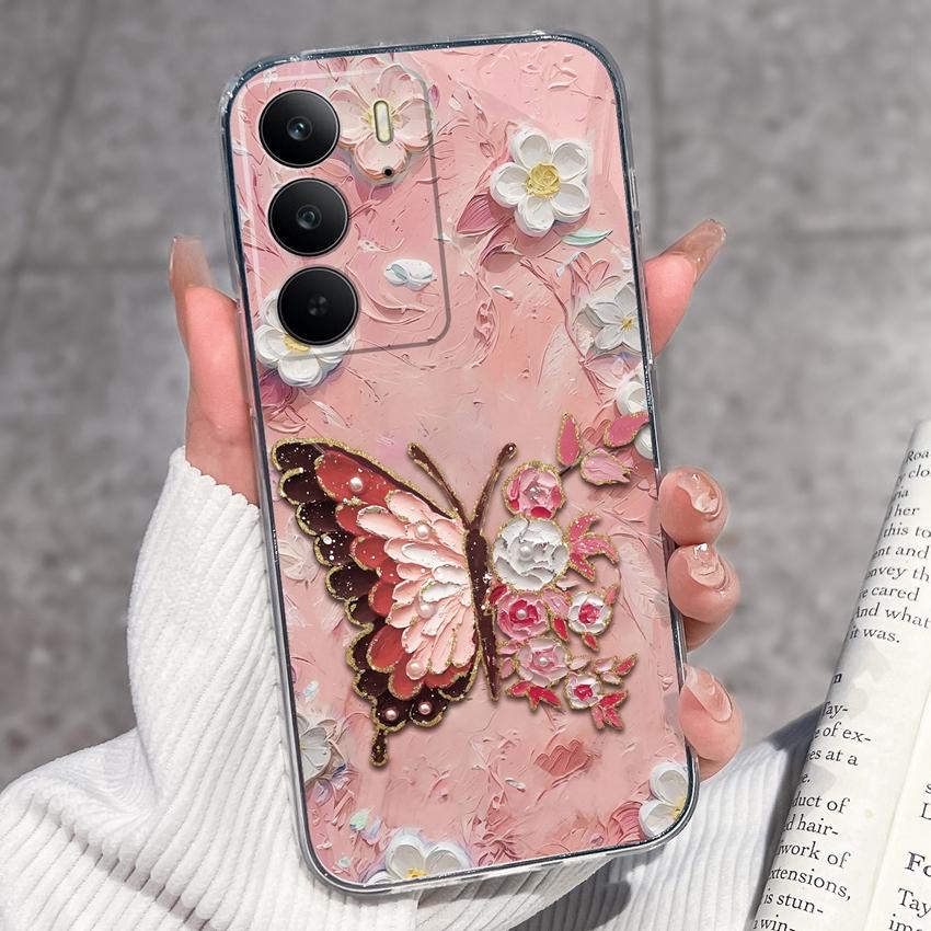 For Oppo Realme C75 C75x C71 C67 C63 C55 C35 C33 C21Y C20 C15 Clear Phone Covers Adorable Cat Patterns Screen Protector Dustproof Case For Oppo Casing