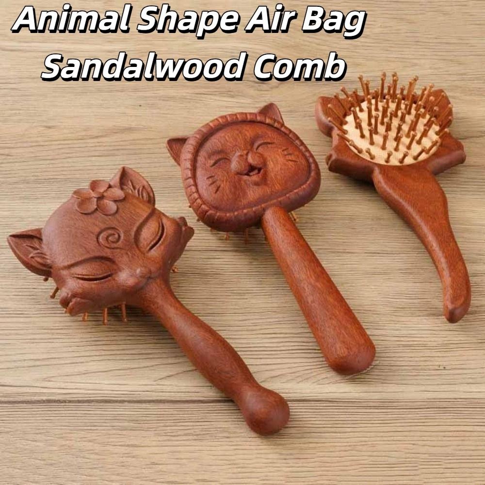 Animal Shape Air Bag Sandalwood Comb Portable Anti Static Air Cushion Comb Head Blood Circulation Scalp Massage Comb Gift