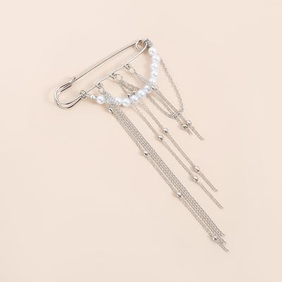 Fringed Pin Brooch, Pearl Chain Decorative Corsage, Light Luxury Clothing Accessories