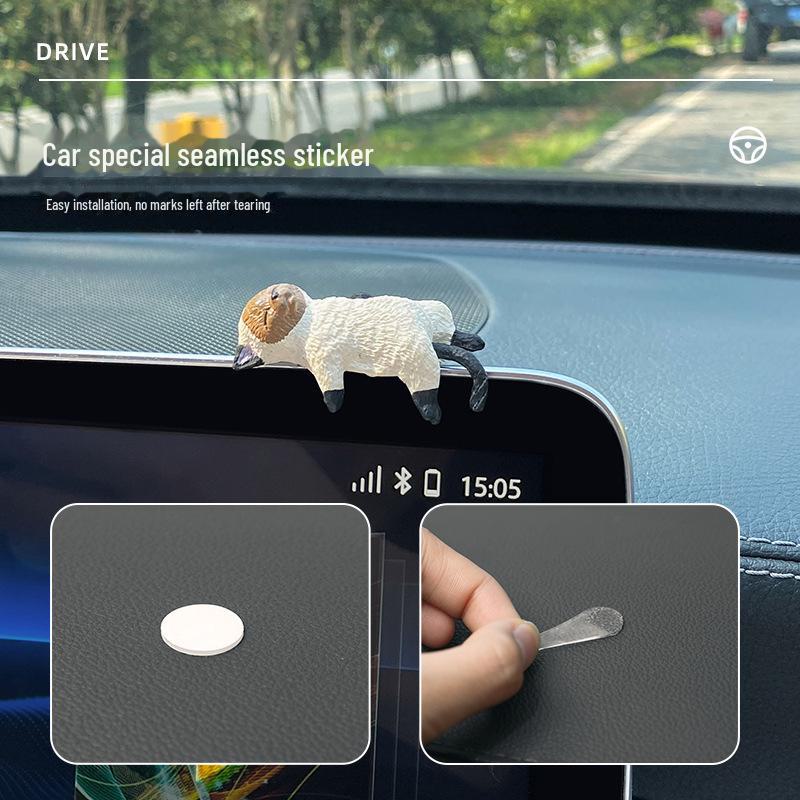 Cute Cat Car Ornaments: Sleepy Cat Console & Rearview Mirror Decoration