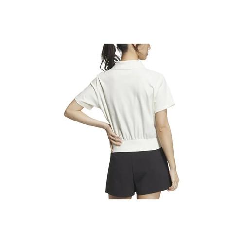 adidas logo breathable short-sleeved polo shirt for women, white