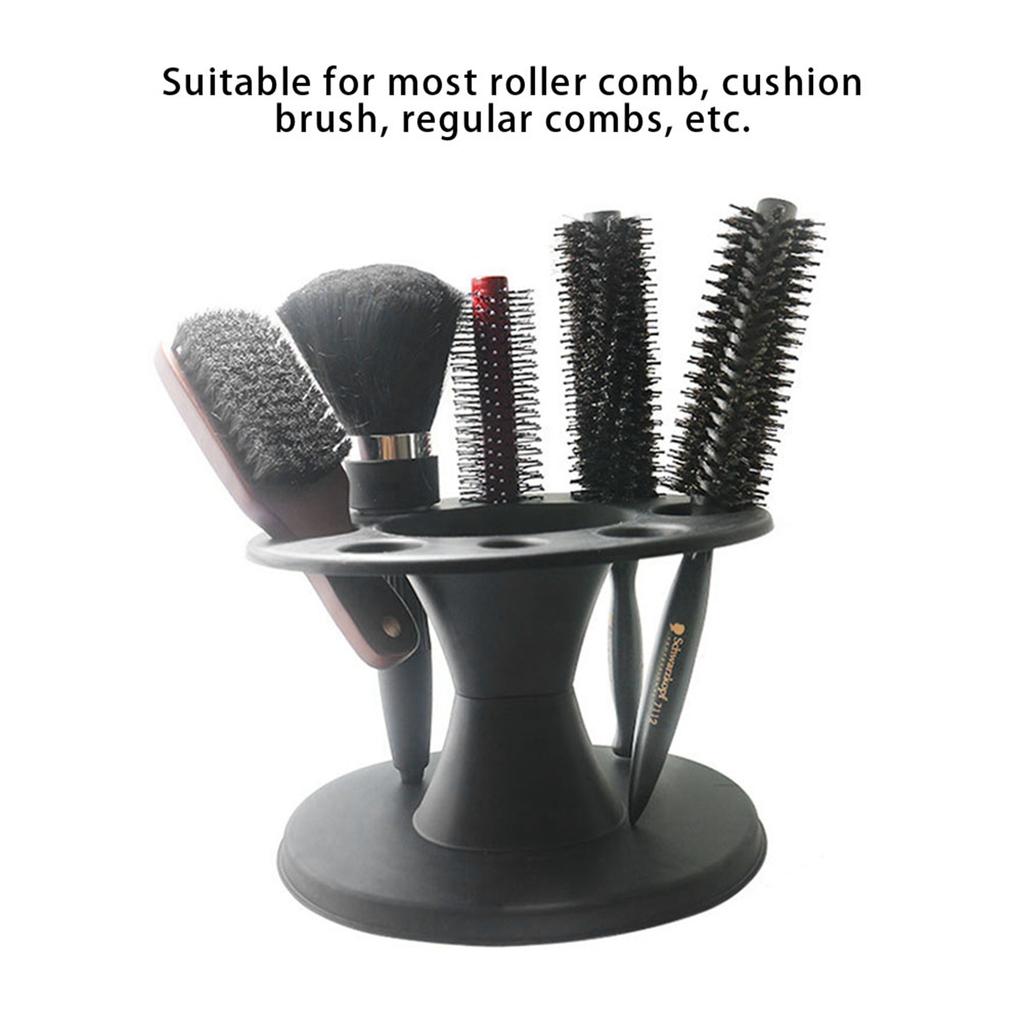 Kunststoff Rund Haarbürste Kamm Halter Ausstellungsständer Haarstyling Bürsten Ständer Regal Zubehör Schwarz