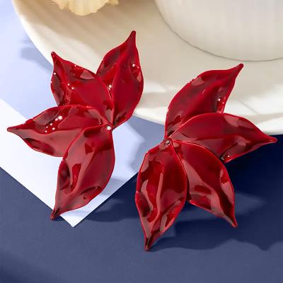 Jewelry Design Sense Half Leaf Flower Shaped Stud Earrings Internet Celebrity Fashion Retro Street Shooting Earrings
