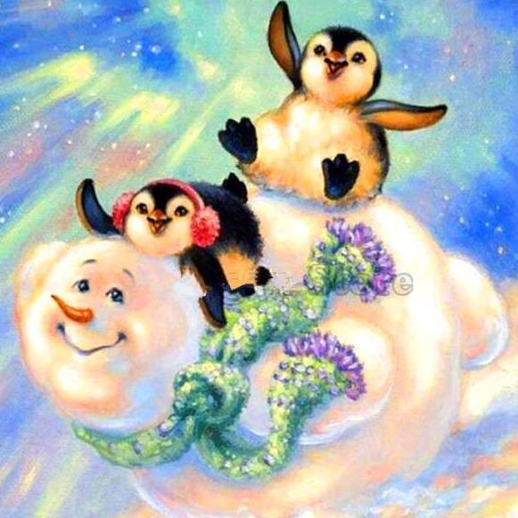 5D DIY Diamond Painting Full Square Penguin Set Cross Stitch Diamond Embroidery Cartoon Mosaic Picture of Rhinestones Decor Gift