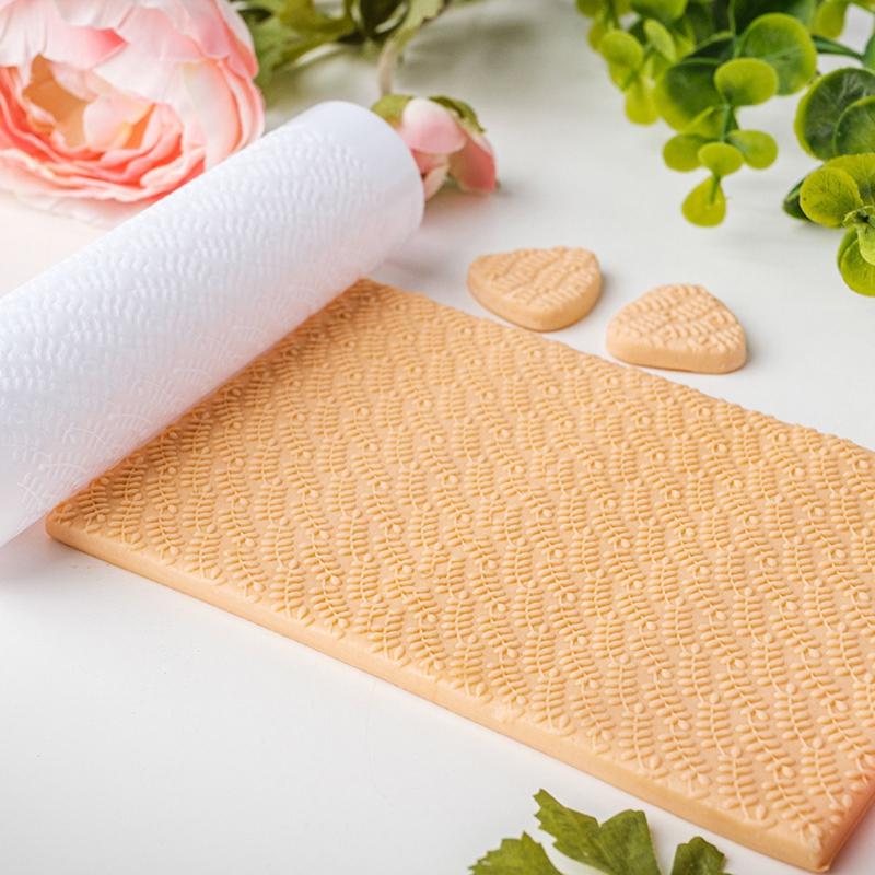 Pottery Tool Soft Clay Roller Leaf Pattern Non-stick Mud Easy Clean for Embossed Texture DIY Handmade Earrings Pendant