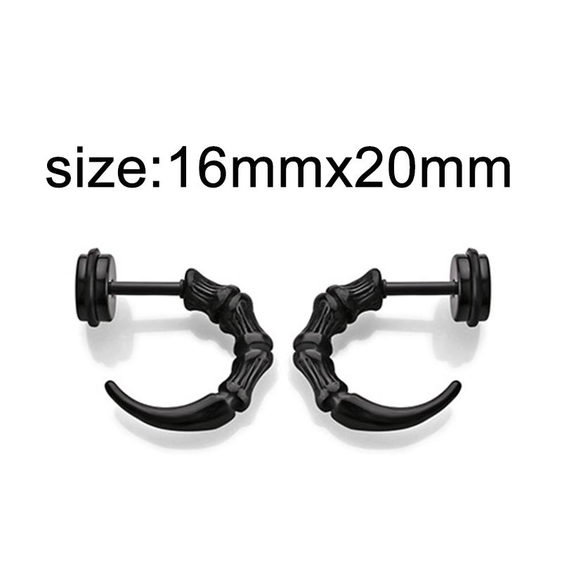 1 Pair Gothic Black Steel-Color Funny Screw Back Stud Earrings For Men/Women Round Ball Spike Cone Tip Stainless Steel Jewelry