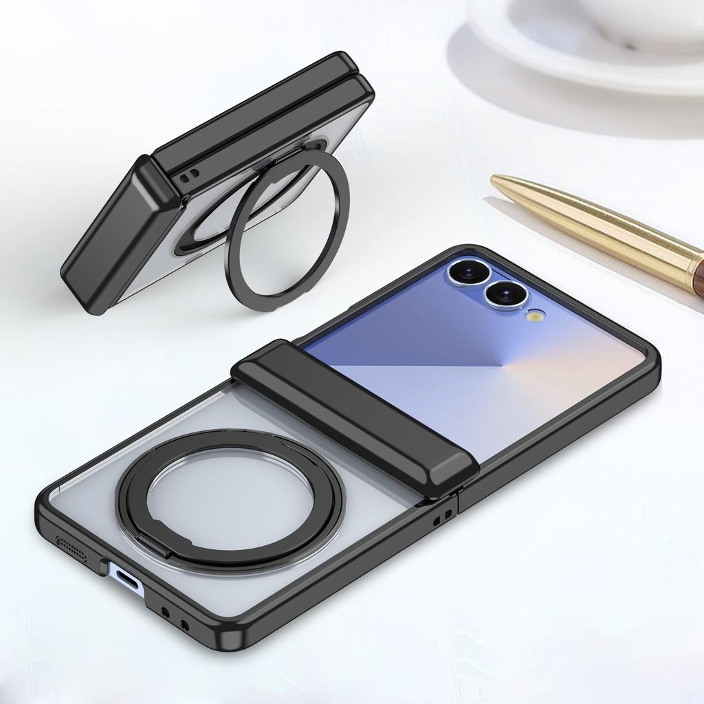 360 Rotating Bracket Phone Case for Samsung Galaxy Z Flip 7 6 5 Flip7 Flip6 Flip5 Electroplated Magnetic Hinge Protective Cover