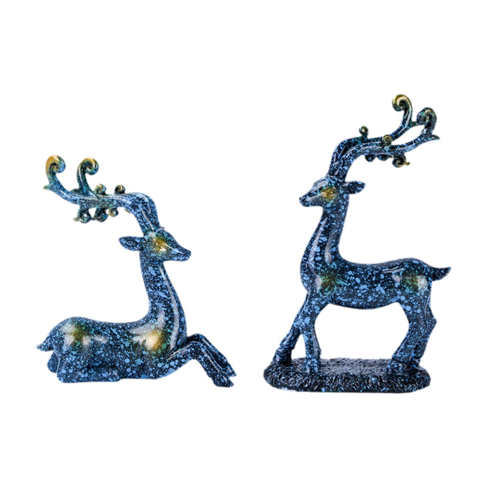 Figurine Car Dashboard Decor Reindeer Statue Resin Car Interior Accessory Christmas темно-синий