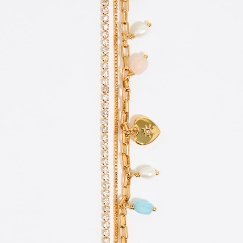 BIMBA Y LOLA Multi-Layer Chain Crystal Stone Necklace B255AIU007GOF