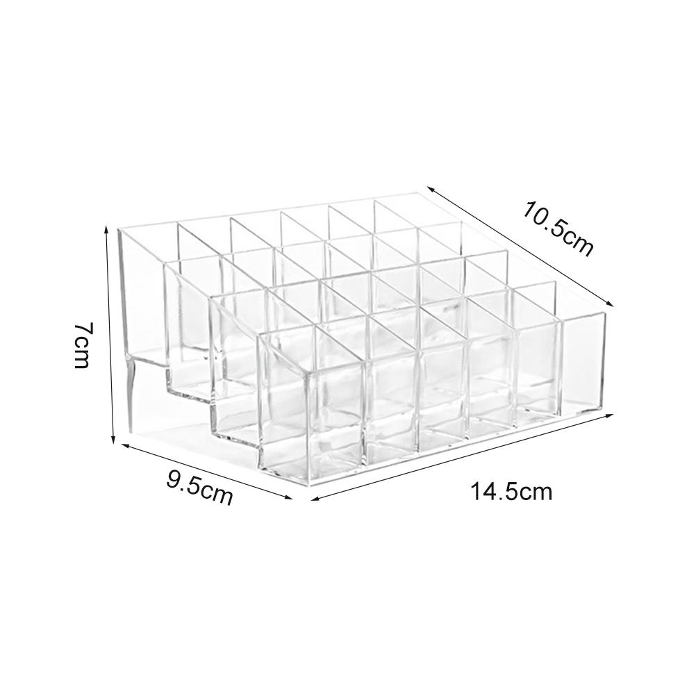 24 Slot Clear Lipstick & Nail Polish Organizer Small Cosmetic Display Rack for Makeup Storage