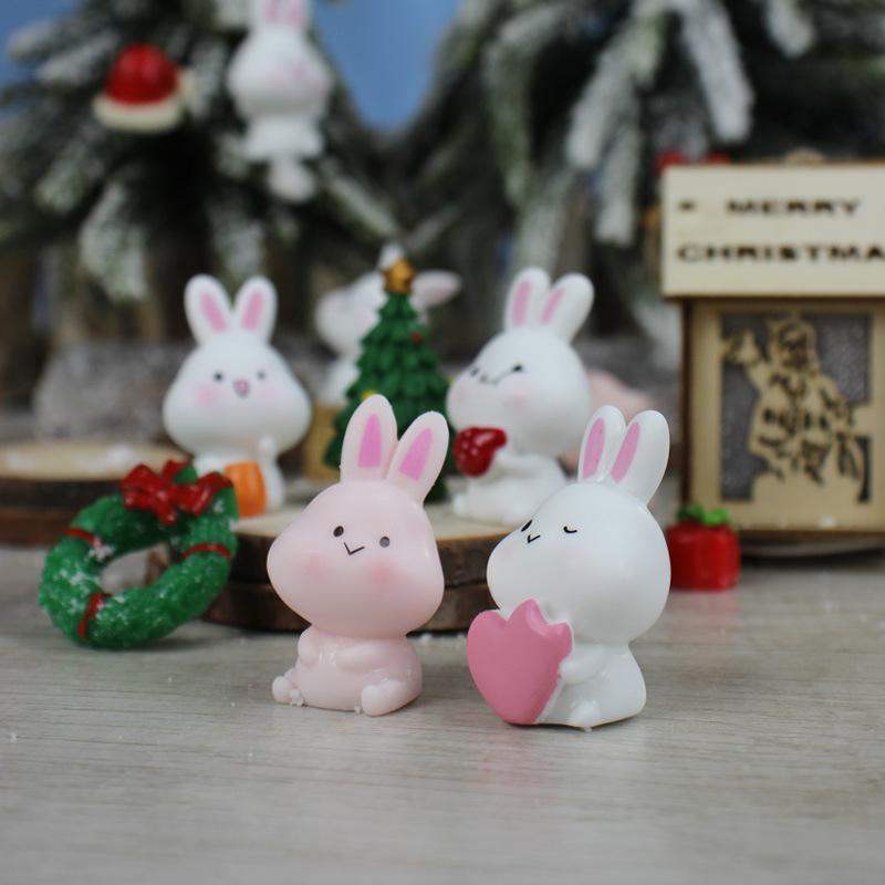 Christmas Resin Decorative ItemsMini Little Rabbits and Cute Cartoon Animals for Decoration and Landscaping