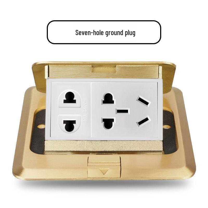 Waterproof Concealed Stainless Steel and Copper Pop-Up Floor Socket with 5 Power and 10 Network Ports