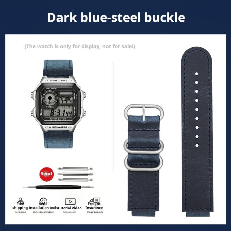 18mm Metall Edelstahlring Herren Uhrenarmband Für Casio W218H/AE-1200/1300/SGW-300 A159/A158 AQ-S810W Echtes Leder Armband