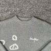Unisex Jacquard Embroidery Street Style Sweater - Round Neck Knit Pullover for Autumn/Winter