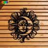 1pc Sun Moon Wall Sculpture Celestial Metal Art Statue Iron Decor for Living Room Garden Fence Indoor Outdoor Christmas New Year Housewarming Gift