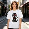 Unique Cat Graphic TShirt Fashion Forward Individuals EyeCatching Top Hat Print Casual Tee Perfect for Summer Outings