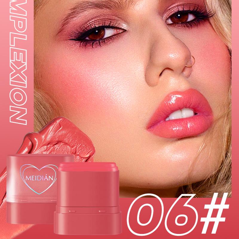 Meidian 6-Color Blush & Highlighter Stick: Long-lasting, Natural Nude Makeup.