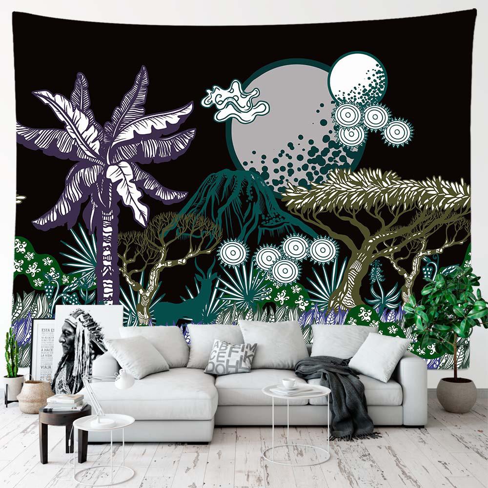 Tapiserie cu plante, agățat pe perete, pentru decorarea camerei, frunze tropicale, peisaj, flori, fundal, decor pentru dormitor