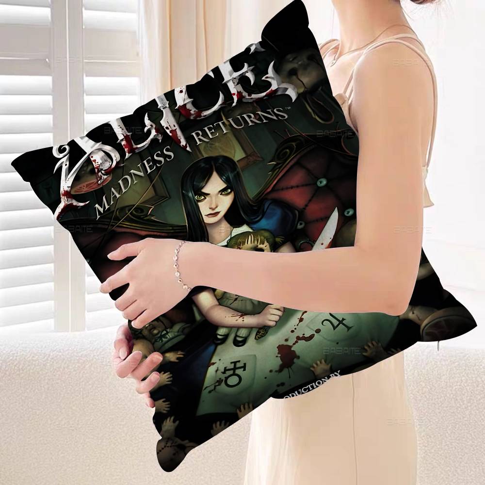 A-Alice M-Madness R-Returns Cushion Cover Car Throw Pillow Case For Sofa Car Christmas Gift 40X40Cm 45X45Cm