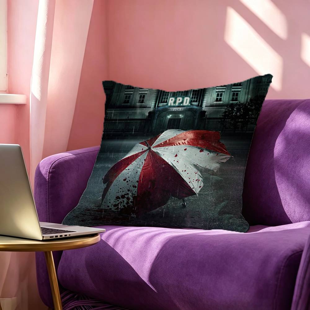 Game RResident EEvil Poster Credit Square DoubleSided Printed Pillow Case Bedroom Bedside Pillow Sofa Cushion Cover