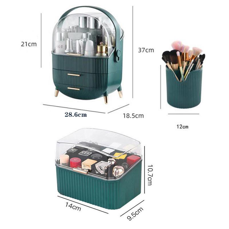 Fashion Portable Makeup Organizer Jewelry Storage Box Makeup Brush Lipstick Holder Desktop Drawer Dustproof Cosmetic Storage Box
