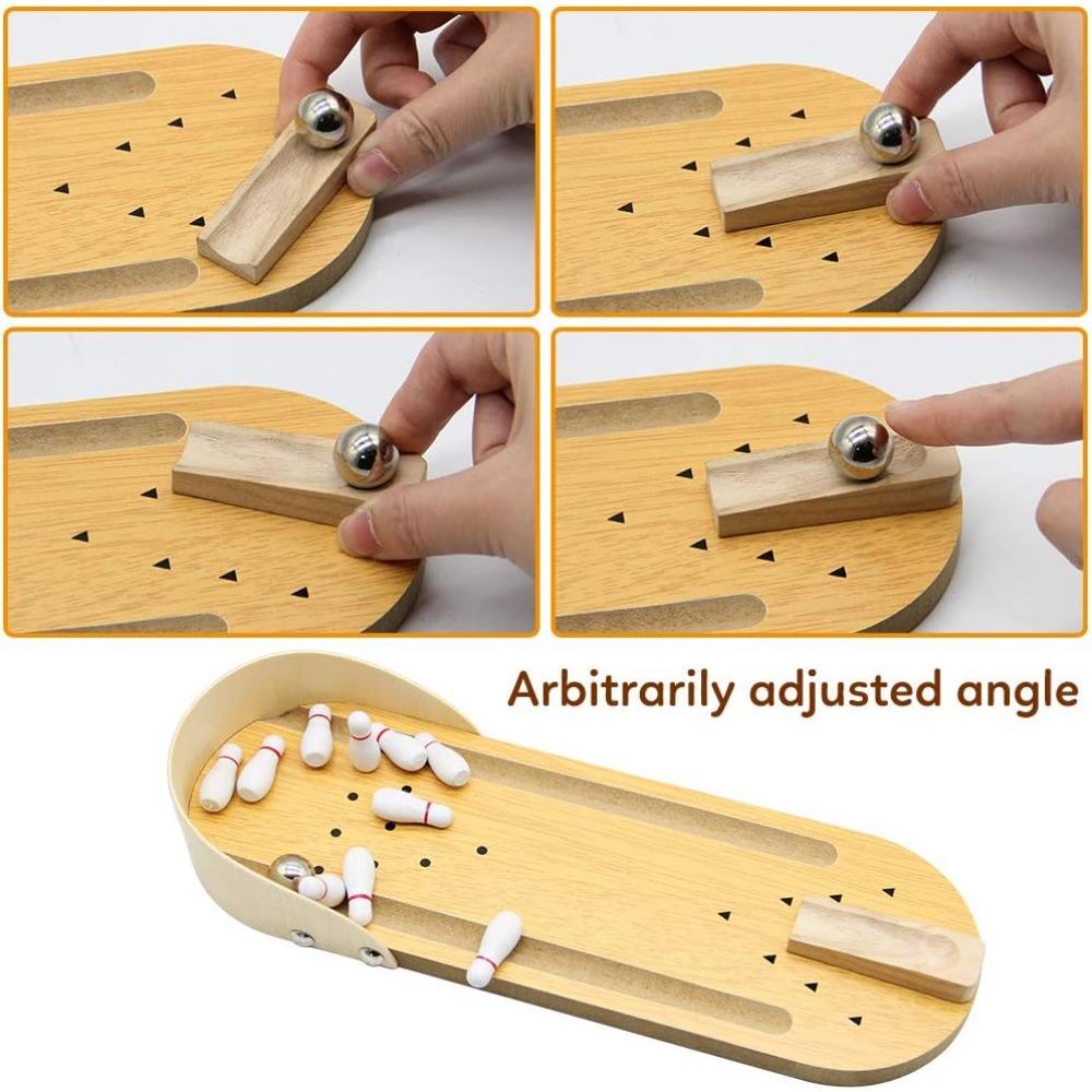1PC Mini Wooden Desktop Bowling Game Toy, Classic Desk Ball for Kids