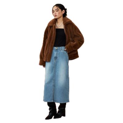 Lee BABE Stretch Denim Hell Erhältlich in Größen Mittellanger Rock, Damen, Blau, XS-XL