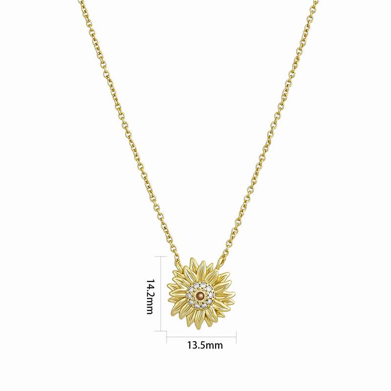 Подвеска-ожерелье  Подсолнух  из 18-каратного золота с цирконием золотой