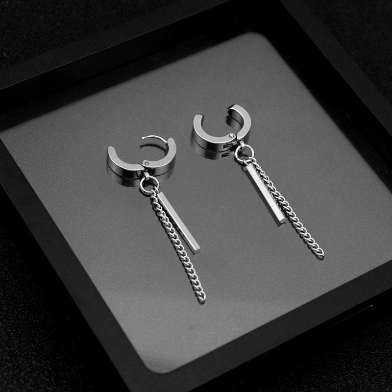 Fashion ins titanium steel men's ear clips neutral style 1PC hip-hop stainless steel punk earrings earrings