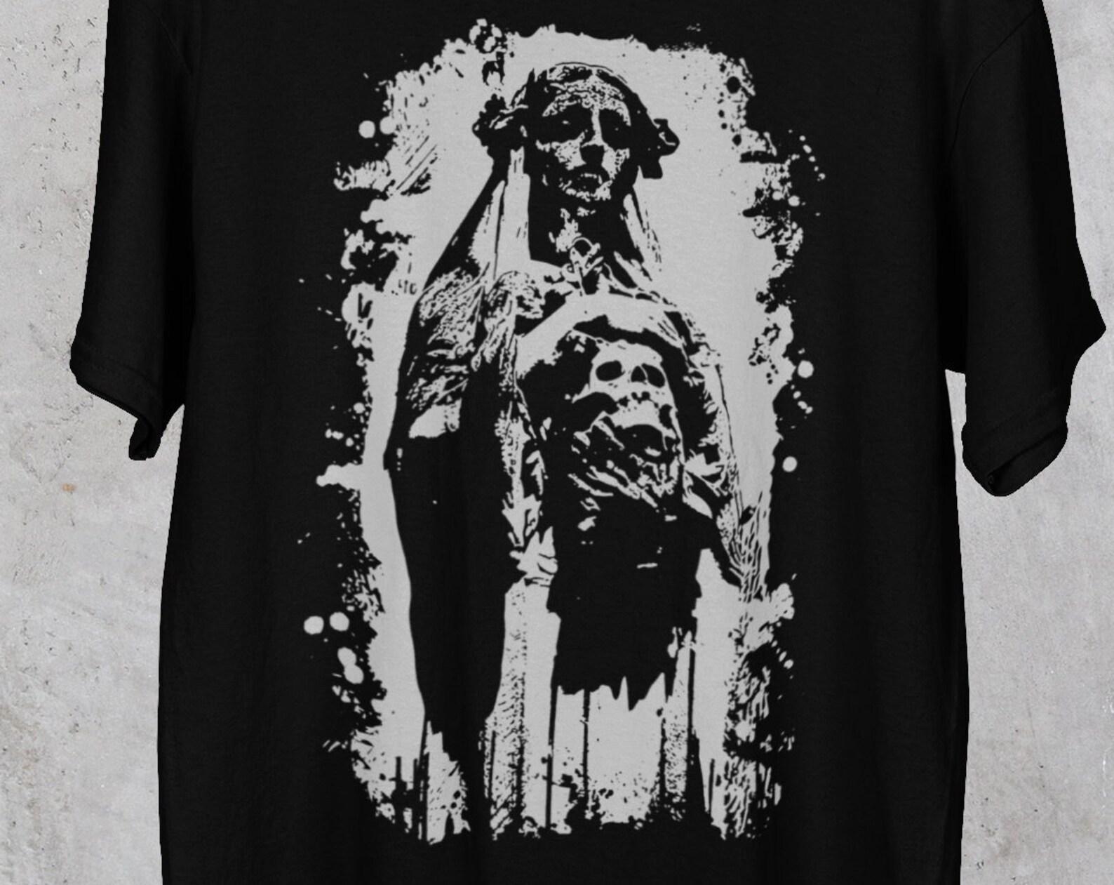 Dark Skull T-Shirt - Virgin Mary T-Shirt - Gothic Statue - Dark Art - Occult T-Shirt - Unisex Black T-Shirt 4XL