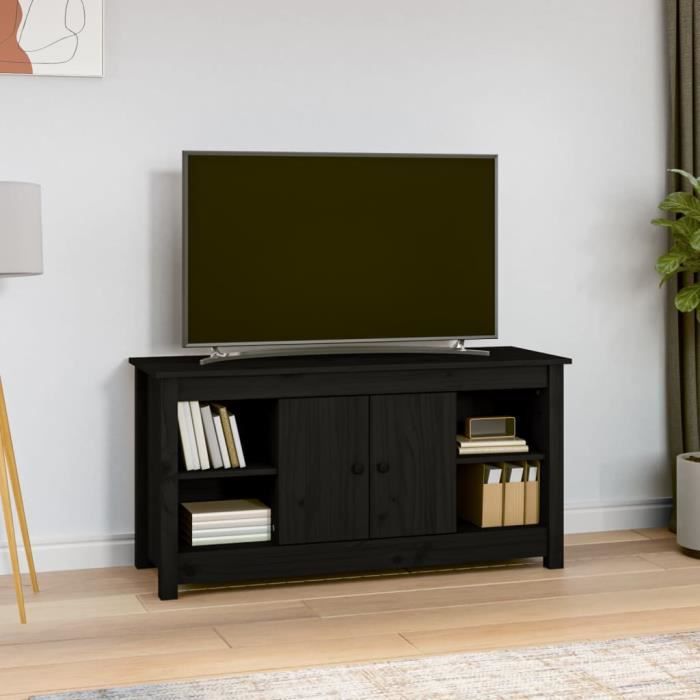 VidaXL Meuble TV Noir 103x36,5x52 cm Bois de pin massif 814578