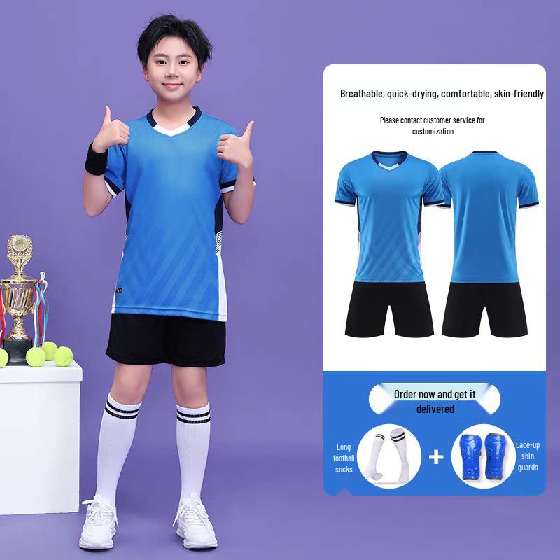 Boys Football & Badminton Sports Jersey Set, Short-Sleeve, Child Training Uniform XL светло-синий