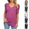 Ladies Casual Fashion Sexy Pleated V-Neck Loose Top