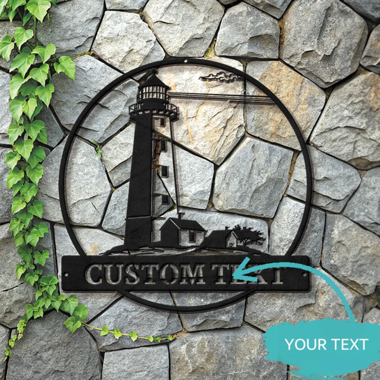 Custom Lighthouse Metal Sign Personalized Nautical Wall Art Home Coastal Decor Rustic Handcrafted Gift S