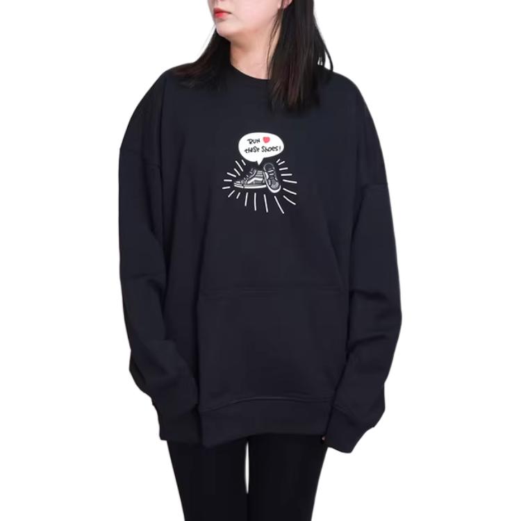 Vans X Asian Artist Collaboration Front Skate Shoe Print Crew Neck Casual Sports Long Sleeve T-Shirt Men Tops VN000EXFBLK