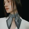 Long Twilly Silk Scarf - Houndstooth Charcoal