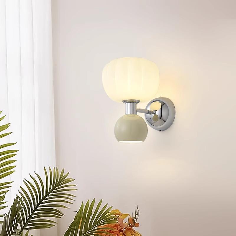 Cream Style Pumpkin Wall Lamps Bedroom Bedside Lamp Simple Aisle Background Wall Interior Decoration Lighting Atmosphere Lamp