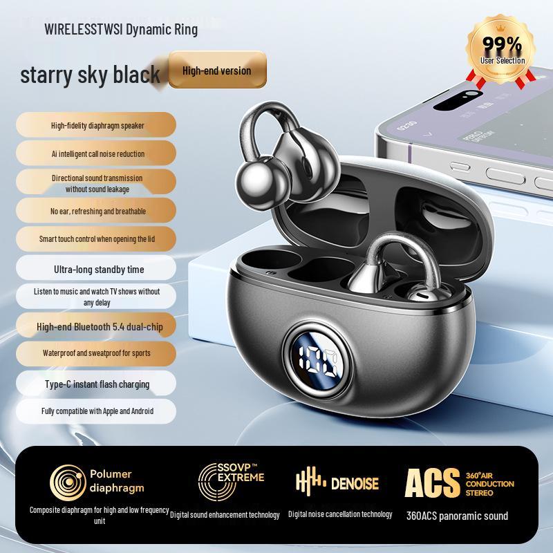 M97 Cross 2025 Ear Clip Bluetooth Earbuds - Ultra-Long Battery Life & Stylish Design
